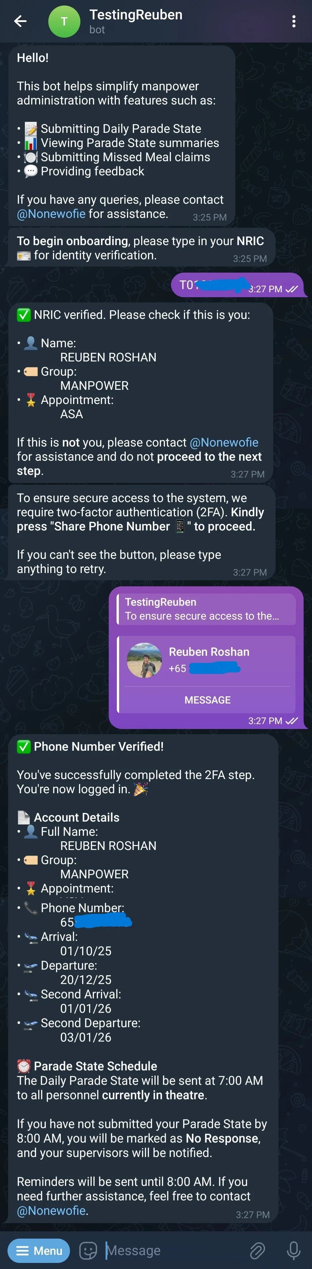 View of the Authentication feature