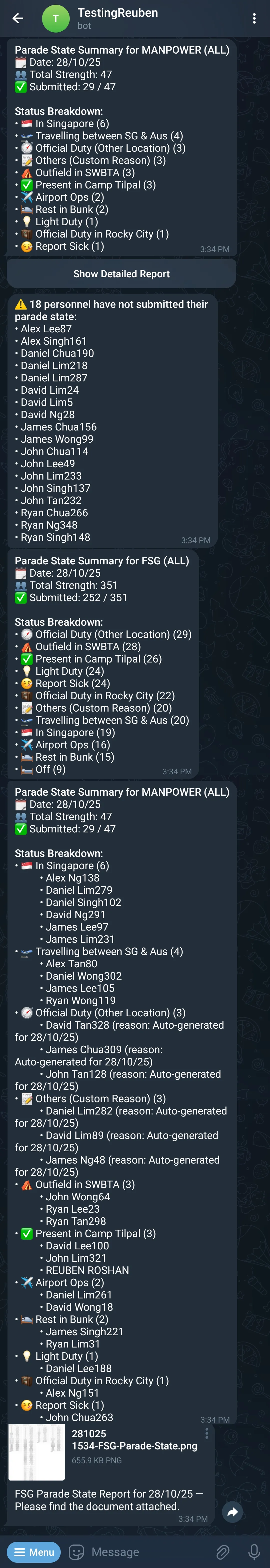 View of the Parade State summary feature