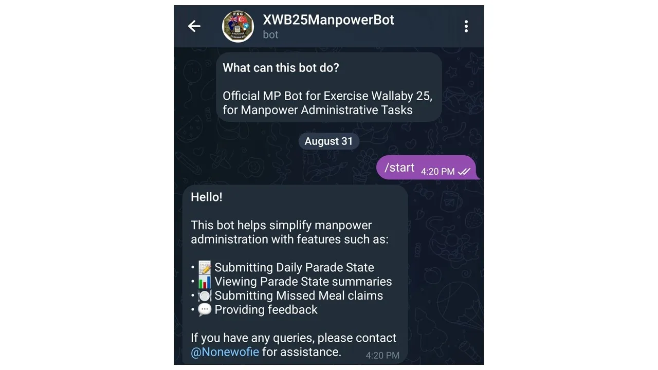 Telegram bot Interface
